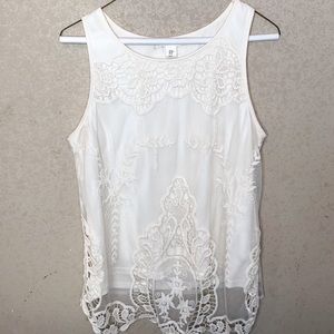 White Boho Lace Tank